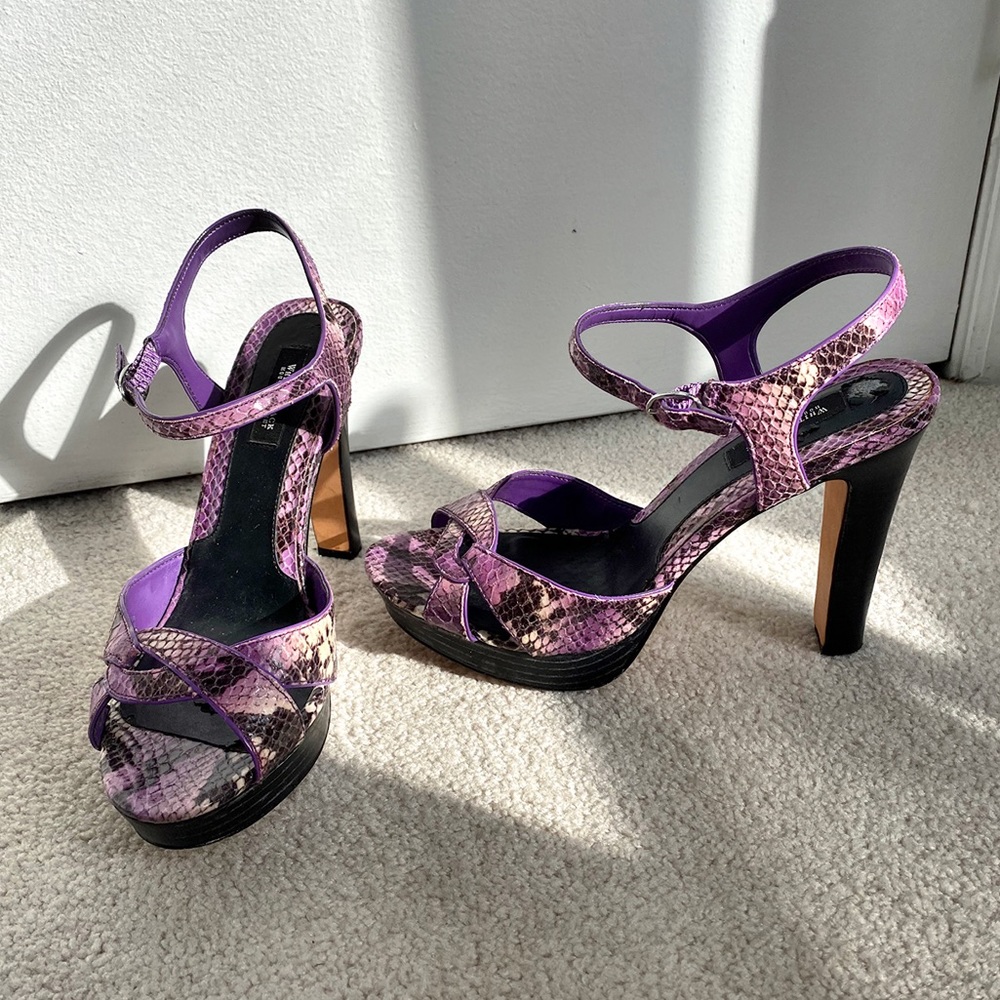 White House Black Market Purple Snakeskin Pumps